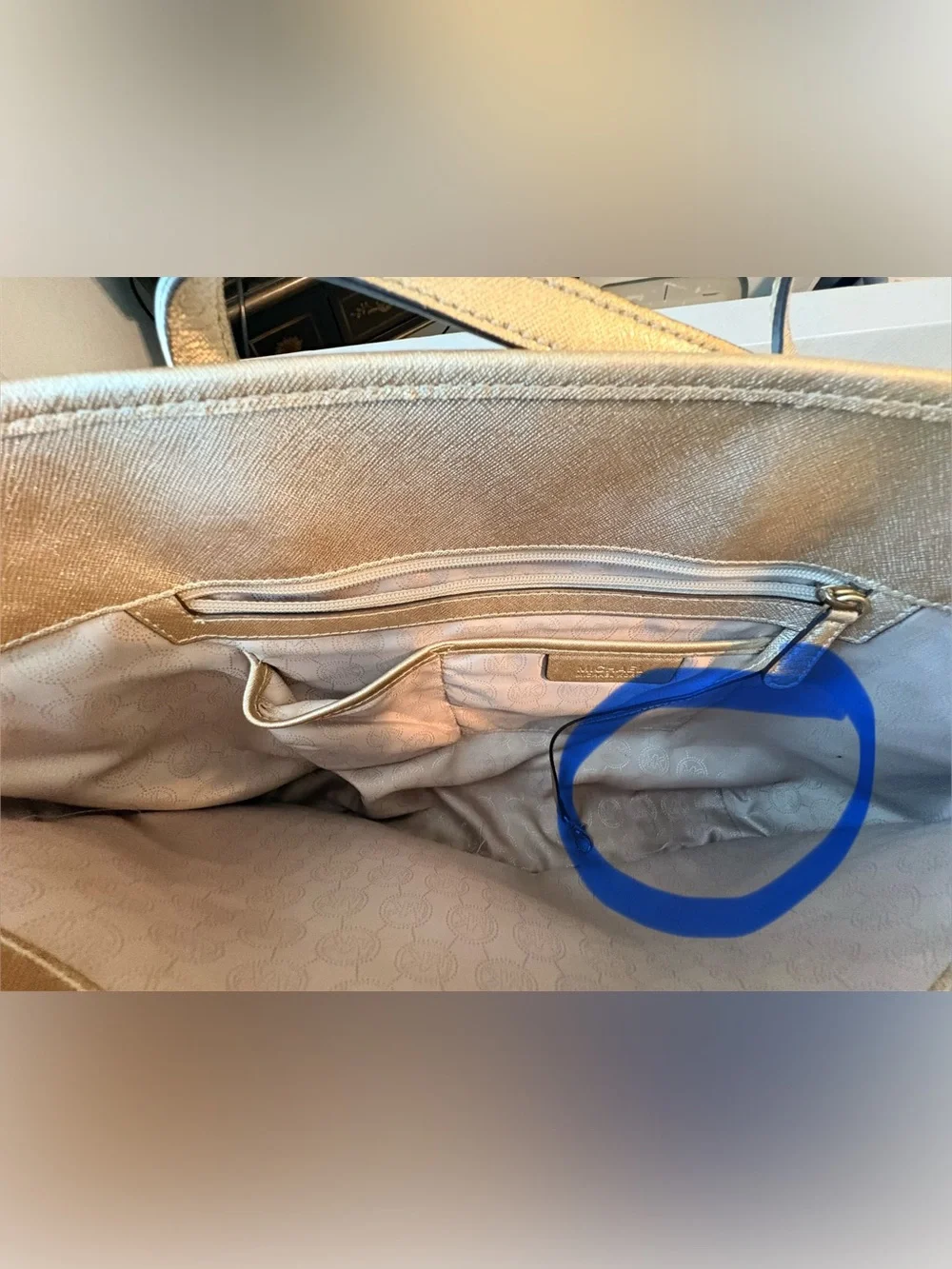 Michael Kors Metallic Gold Tote with Round Charm